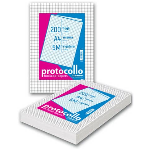 Fogli protocollo A4 - 120 gr/mq - Blasetti bianco - Risma da 100 fogli - 7149